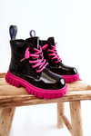 Lacquered Warm Boots Black and Pink Heidi