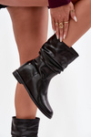 Leather Women's Boots With Gathering Lined Maciejka K7211 02 Black