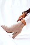 Suede Stiletto Booties Beige Rinasa 