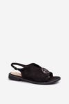 Women's sandals with gold decoration eco suede S.Barski KV27-059 brown