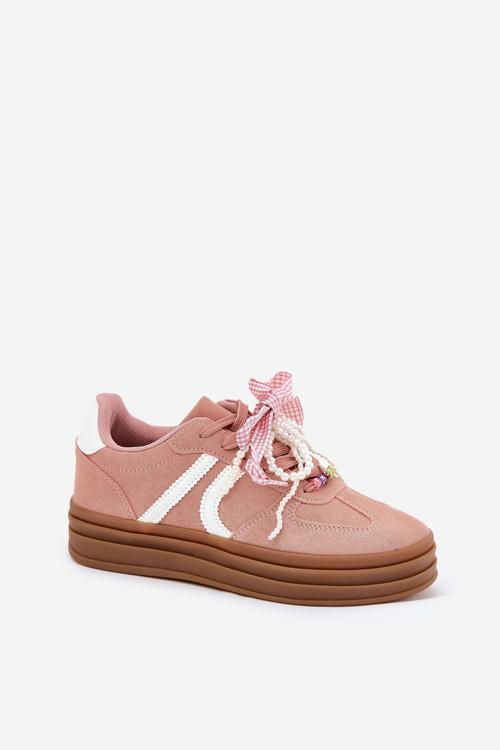 Women Sneakers On Platform With Decorations Pink Vinness