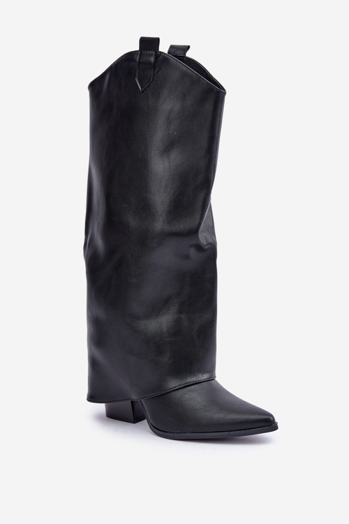 Slip-on boots with folded shaft on heel black Rialivia
