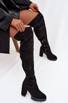 Women's Knee-High Boots on Block Heel Eco Suede Black Tahlina