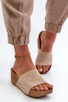 Zazoo 40311 Suede Women's Wedge Sandals in Beige