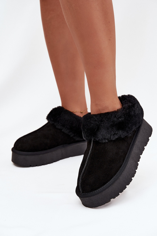 Leather Suede Snow Boots Women's With Fur Black Mivelle