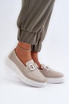 Beige Women's Leather Platform Moccasins S.Barski LR720