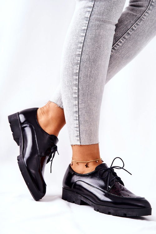 Skórzane Półbuty Monnari M73/1 Czarne