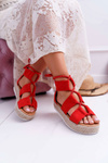 Women's Platform Sandals Suede Red Ergola