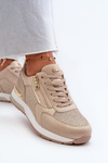 Women's Sneakers with Sequins and Zipper INBLU IN000365 Beige
