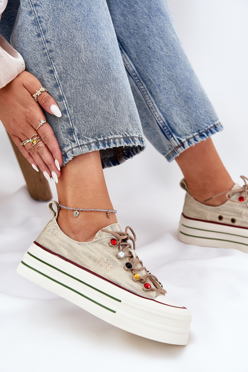 Women's Platform Sneakers Beige GOE RR2N4105
