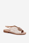 Shimmering Women's Sandals With Decorative Detail S.Barski KV51-012 Rose Gold