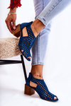 Openwork Boots On A Block Heel Maciejka 04593-17 Navy blue