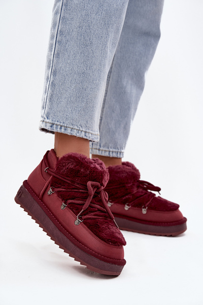 Śniegowce Niskie Platforma Futerko Bordowe D.Franklin DFSH370011