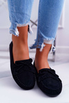 Women's Suede Moccasins Black Espanto