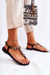 Comfortable Women's Sandals Flip-Flops With Ornaments Black Briven