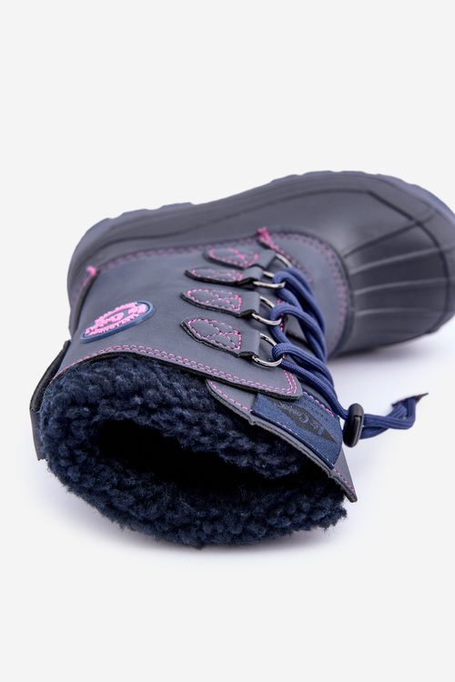 High Warm Children's Snow Boots With Drawstring Navy Lee Cooper LCJ-24-44-2843K