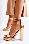 Fashionable Lacquered Sandals On A High Post Gold Perfection