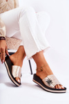 Fashionable Women's Slippers With Decoration Gold Holle