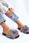 Women's Fur Slides Grey Kennet