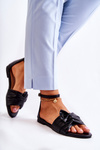 Fashionable Women's Leather Sandals Black Astana