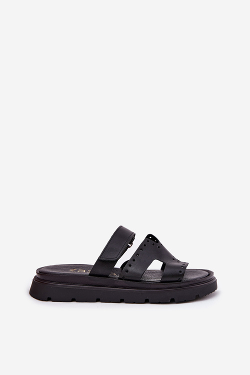 Women Sandals Made Of Natural Leather On Platform Zazoo 40440 Black