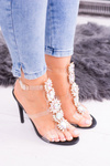Lu Boo Black Stiletto Zircon Sandals Serenada