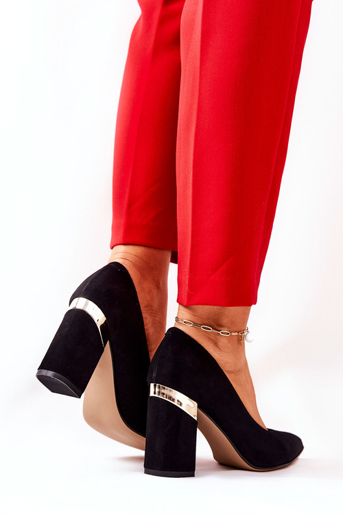 Zamszowe Czółenka Lewski 3117 Czarne