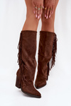 Women's Cowboy Boots With Fringes On A Heel Brown Tivara