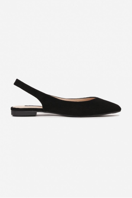 Suede Pointed Toe Ballerinas Black Daisy