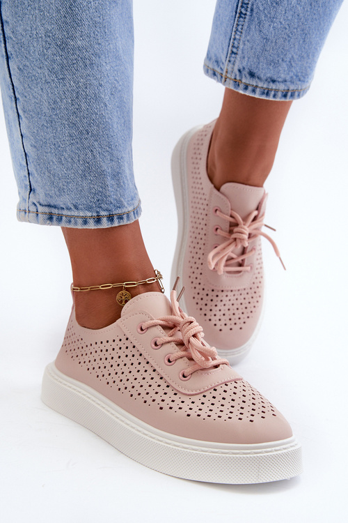 Lace-Up Platform Sneakers Pink Tanvi