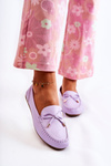 Women's Leather Loafers With A Bow Violet Aurila