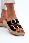 Women's black sandals with braided eco suede Zaloemi