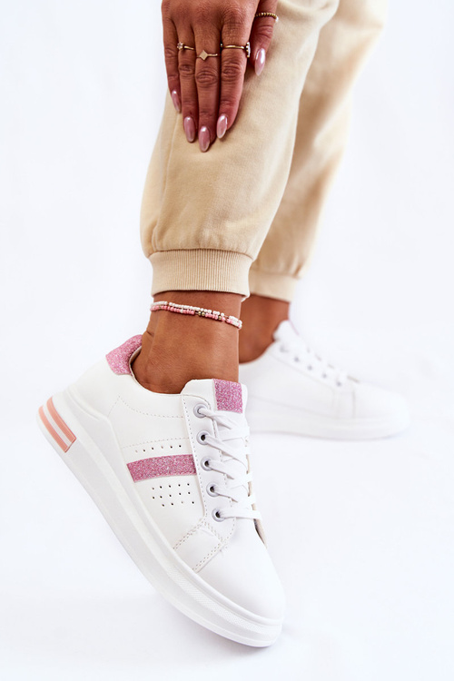 Women's Sport Shoes, Tied White and pink Otylia
