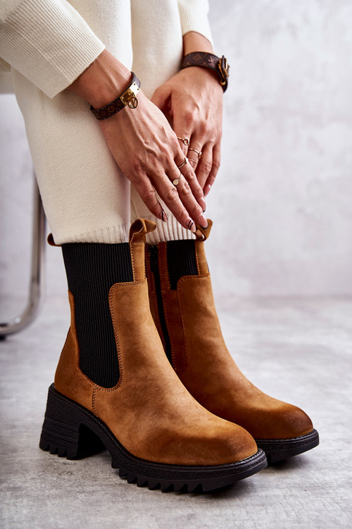 Women's Warm Boots On Heel Camel Abella