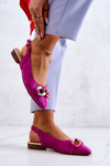 Suede Ballerinas With Chain Lewski Shoes 3125 Fuchsia