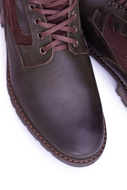 Neex Olive Leather Warmed Men's Grigor Boots