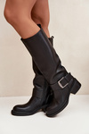 Insulated Women's Boots on Block Heel with Buckle Black Raphaela