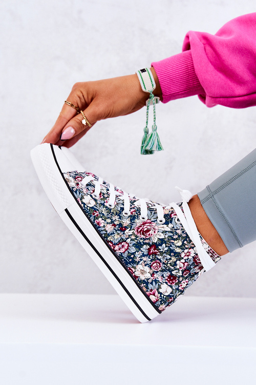 High Sneakers With Green Nollie Flowers