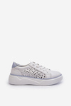 White Leather Women's Platform Sneakers Peilaeno