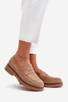 Classic Women's Moccasins Made Of Eco Suede Beige Belania