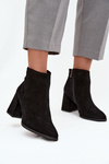 Black Leather Ankle Boots with Block Heel Lined Zazoo 3128