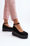 Espadryle Damskie Na Koturnie Czarne Malla JH333P