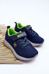Buty Sportowe Dziecięce Na Rzep Granatowo-Zielone Brego 22DZ23-4843