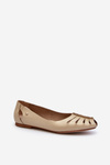 Zazoo 10009 Comfortable Women's Leather Ballerina Flats Beige