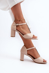 Women's Sandals with Stiletto Heel and Decorative Eco Leather Strap Beige Triavera