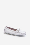 White Women's Leather Moccasins With Decoration S.Barski LR339