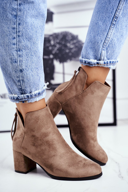 Women’s Boot On High Heel Suede Beige Mimosa