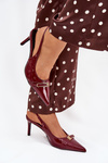 Lacquered Stiletto Heels With Gold Buckle Bordeaux Vivae