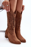 Suede Cowboy Boots with Aperture Brown Lewski 3320