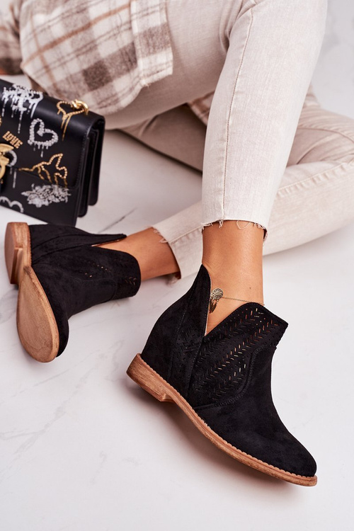 Openwork Boots On A Wedge Black Melanie